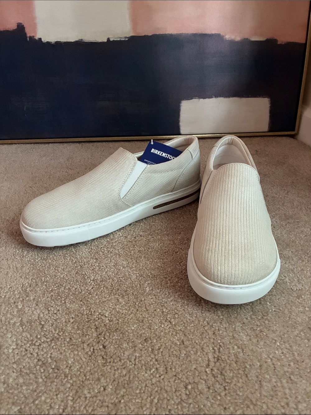 Birkenstock Women’s Slip-On Casual Leather Sneakers in Beige